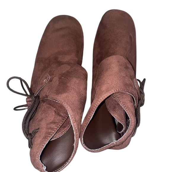 Funtasma Renaissance Brown Lace Ankle Strap Over Slip On Boots Sz S Bal Man Made